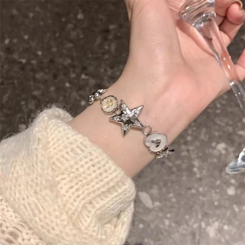 Elegant Beaded Bracelet Star Charm Bracelet Pendant Bracelet Stylish Wrist Jewelry Fashion Statement Bracelet for Woman E0BF