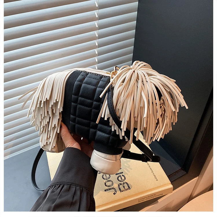 2026 Creative Funny Puppy Shape Crossbody Bags PU Personality Design Sense Tassel Bags Cute Fashion Versatile Women's Handbags
