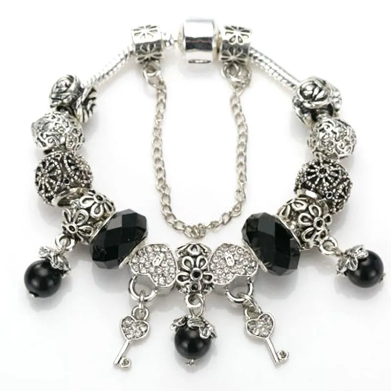 Romantic First My Mother Charm Bracelet For Women With Crystal DIY Beads Pendants Bracelets Fashion Jewelry Gift Dropshipping