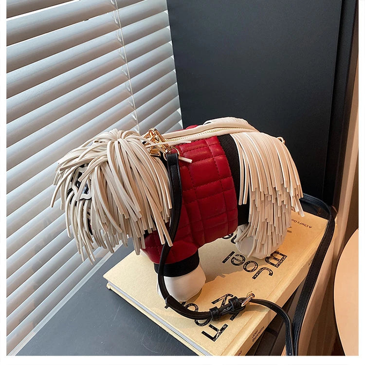 2026 Creative Funny Puppy Shape Crossbody Bags PU Personality Design Sense Tassel Bags Cute Fashion Versatile Women's Handbags