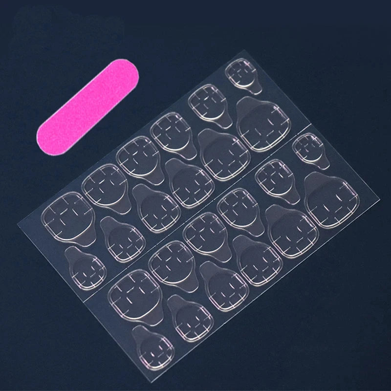 24 pieces of short trapezoid press-on nails, paired with 1 piece of jelly glue and 1 nail file