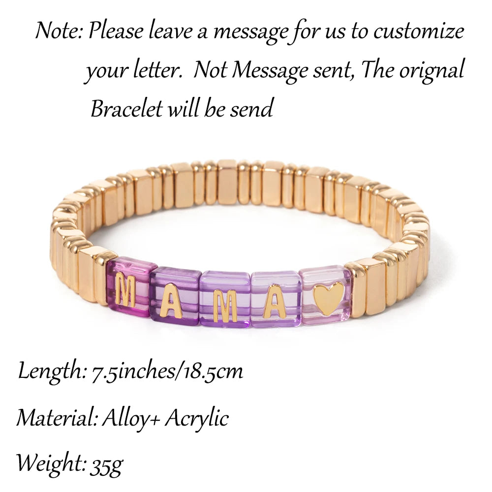 2024 New Enamel Bracelets For Women Colorful Pearl Charm Gold Color Bangle Bohomian Elastic Hand Jewelry