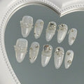 10 Pieces of Medium-Length Almond-Shaped Press-On Nails in Bright Mixed Nude Tones, Comes with a Piece of Nail Glue and a Nail F