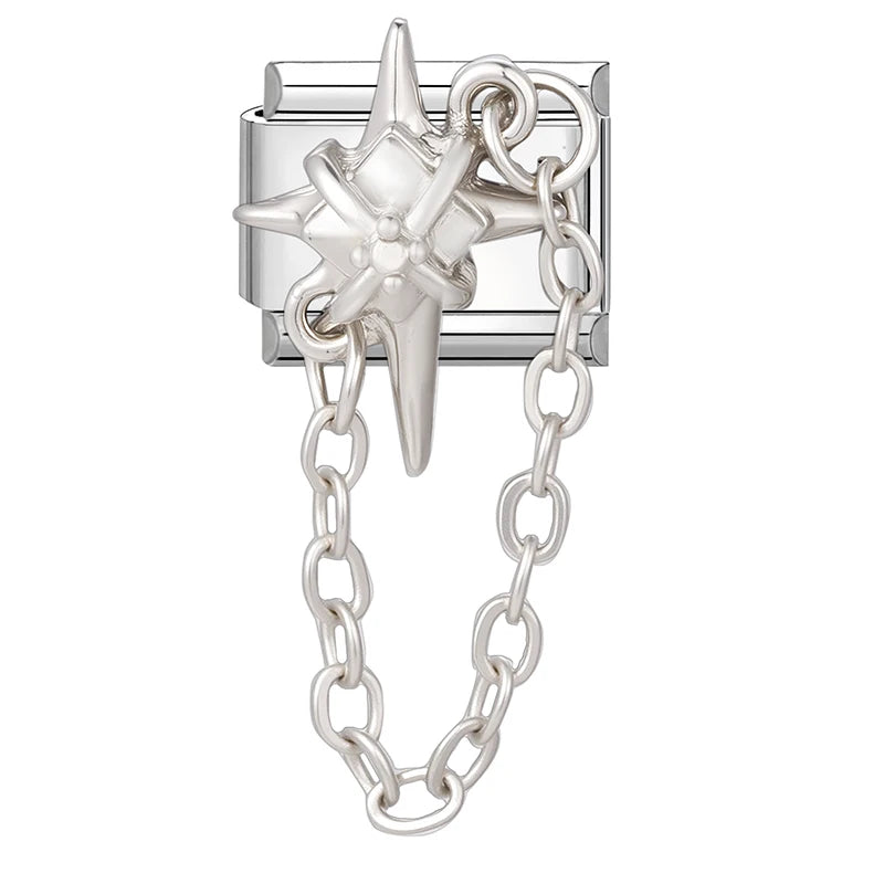 Fashion 2026 Sweet Pink Star Loveheart Pendant Italian Charm Link Fit 9mm Stainless Steel Bracelet Women DIY Making Jewelry Gift