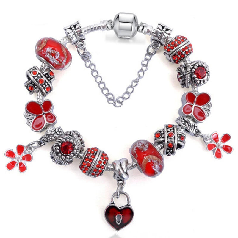 Romantic First My Mother Charm Bracelet For Women With Crystal DIY Beads Pendants Bracelets Fashion Jewelry Gift Dropshipping