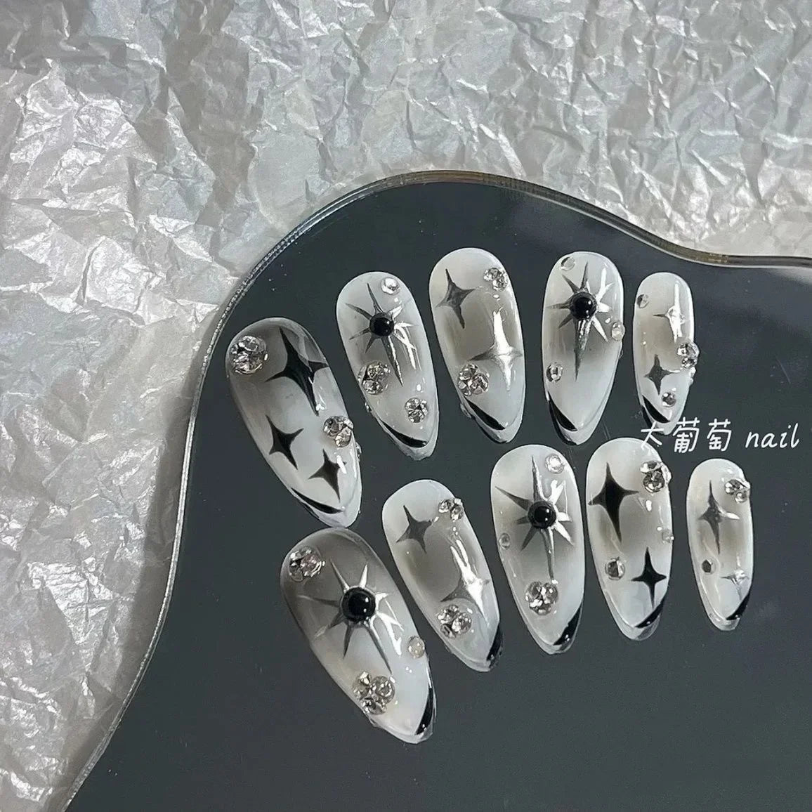 10Pcs Handmade Press On Nails Summer Fruits Full Cover Colorful 3D Design French Almond False Nails Wearable Manicure Nail Tips