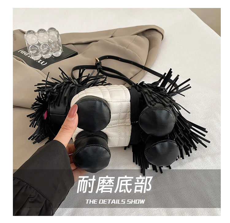 2026 Creative Funny Puppy Shape Crossbody Bags PU Personality Design Sense Tassel Bags Cute Fashion Versatile Women's Handbags