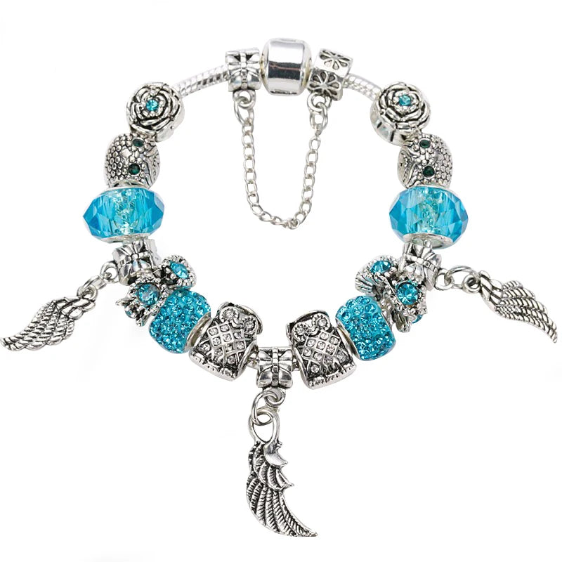 Romantic First My Mother Charm Bracelet For Women With Crystal DIY Beads Pendants Bracelets Fashion Jewelry Gift Dropshipping