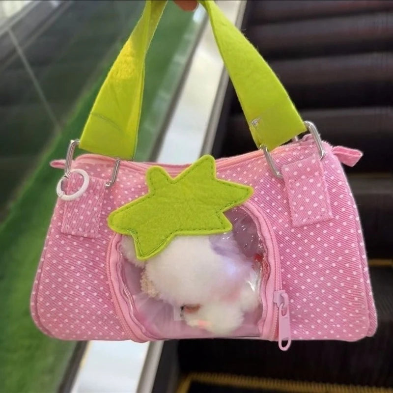 Patchwork Dots All Match Kawaii Women's Handbags Casual Transparent Ita Bags Y2k Aesthetic Fashion Cute Shoulder Underarm Bag