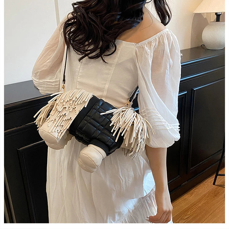 2026 Creative Funny Puppy Shape Crossbody Bags PU Personality Design Sense Tassel Bags Cute Fashion Versatile Women's Handbags