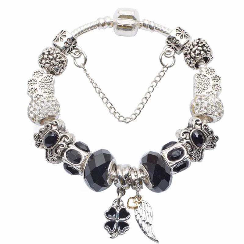 Romantic First My Mother Charm Bracelet For Women With Crystal DIY Beads Pendants Bracelets Fashion Jewelry Gift Dropshipping