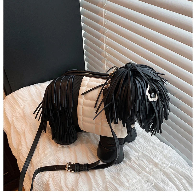 2026 Creative Funny Puppy Shape Crossbody Bags PU Personality Design Sense Tassel Bags Cute Fashion Versatile Women's Handbags
