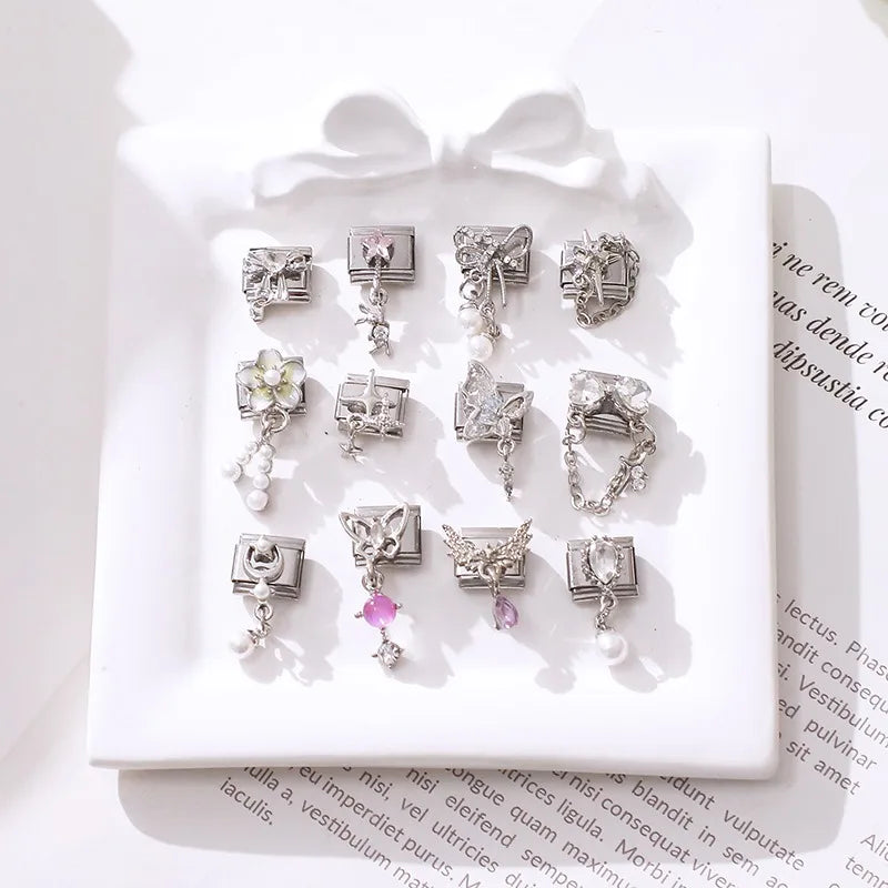 Fashion Starfish Shell Whale Pendant Series  Women Men Charm Link Fit 9mm Stainless Steel Italian Bracelet Making DIY Jewelrys