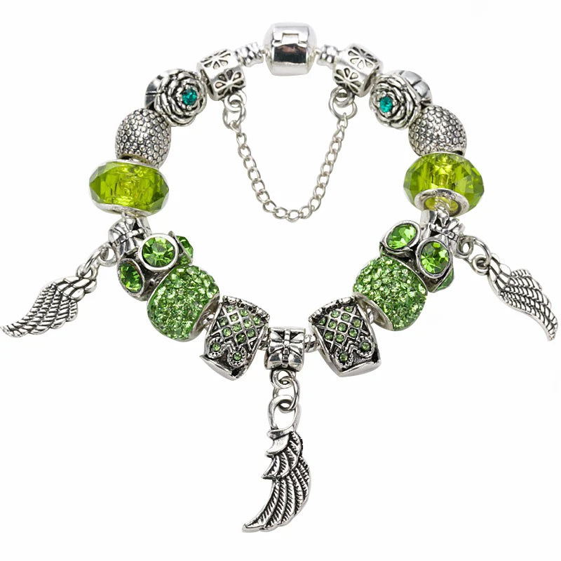 Romantic First My Mother Charm Bracelet For Women With Crystal DIY Beads Pendants Bracelets Fashion Jewelry Gift Dropshipping