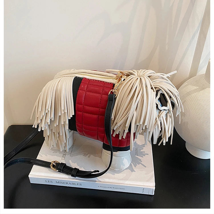 2026 Creative Funny Puppy Shape Crossbody Bags PU Personality Design Sense Tassel Bags Cute Fashion Versatile Women's Handbags