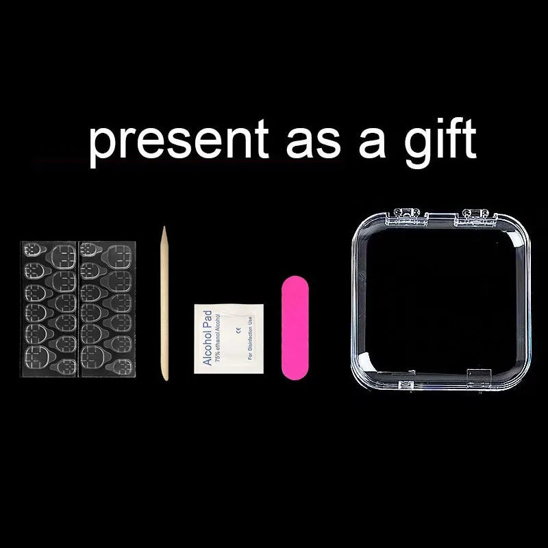 Handmade Nails Press Ons for Girls Spring Summer Self-adhesive Nail Tips Flowers Short Nails Fake Glued Nails with Box and Tools