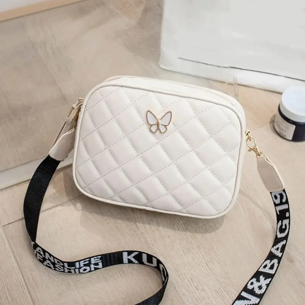 Single Shoulder Women's Handbags Daily Lingge Tassel Accessories PU Leather Messenger Bag Butterfly Tags Crossbody Bag Girls