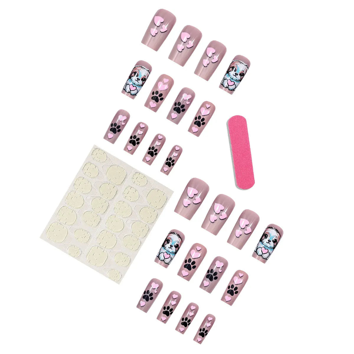 Cute Press on Nails Press ons Cute Press on Nails Set Cute Medium Press on Nails Dog Design Press on Nails Stickers False Nails