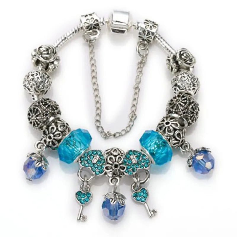 Romantic First My Mother Charm Bracelet For Women With Crystal DIY Beads Pendants Bracelets Fashion Jewelry Gift Dropshipping