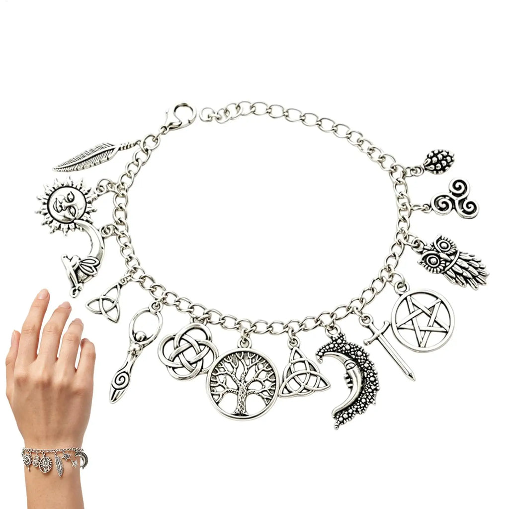 Women's Charm Bracelets Lightweight Adjustable Ziny Alloy Gothic Vintage Witchy Charm Bracelet for Dating Prom Ceremony