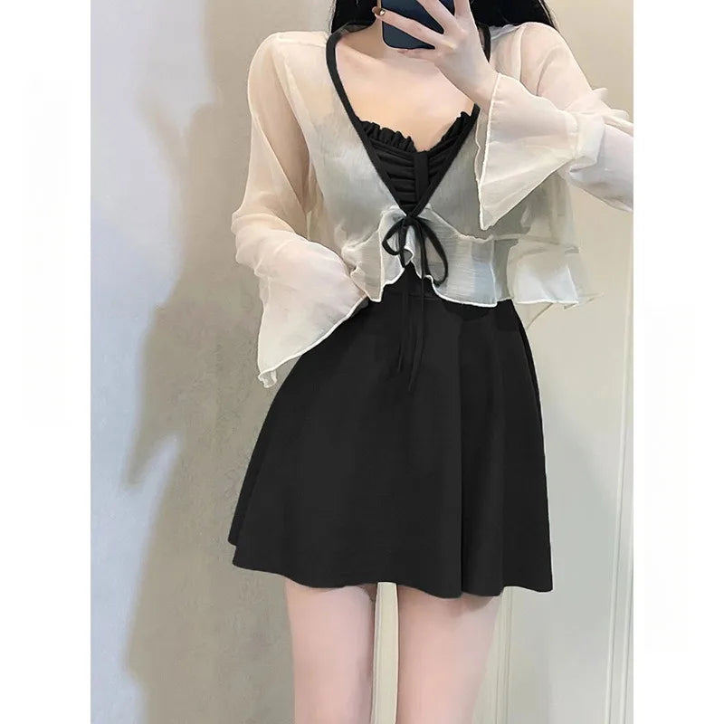 Swimsuit Women's 2025 New Summer One-piece Thin Conservative Skirt Avocado Green High-end Sensual Hot Spring Swimsuit