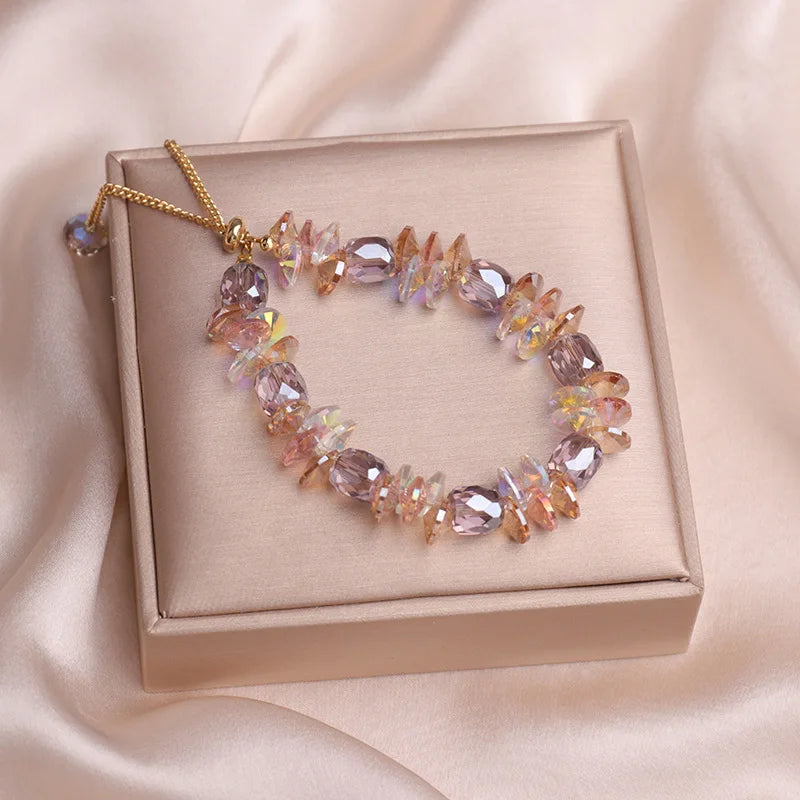Charming Crystal Bracelet for Women with Adjustable Pull Design Colorful Bead Fashion Jewelry Stylish and Shiny Hand Accessories