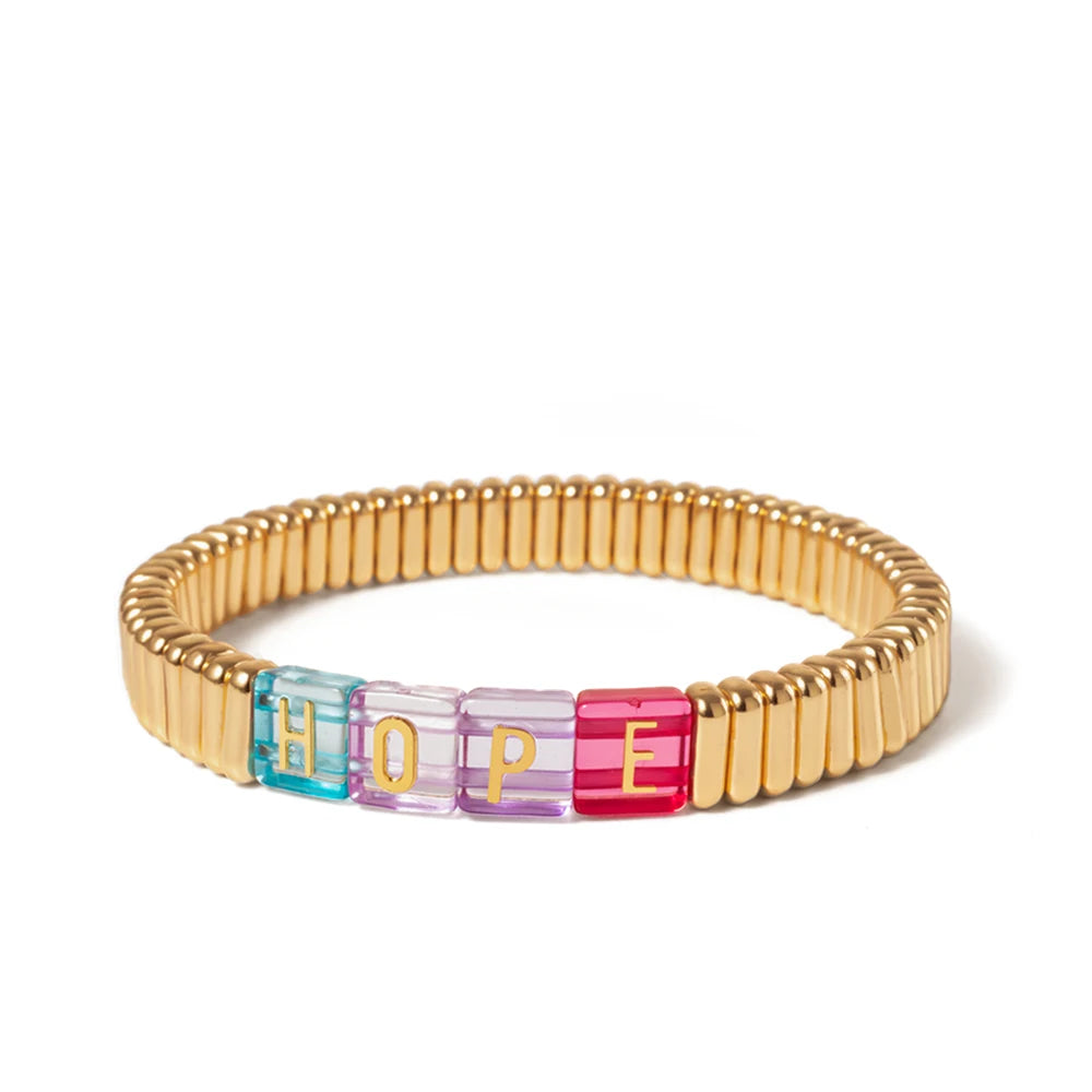 2024 New Enamel Bracelets For Women Colorful Pearl Charm Gold Color Bangle Bohomian Elastic Hand Jewelry
