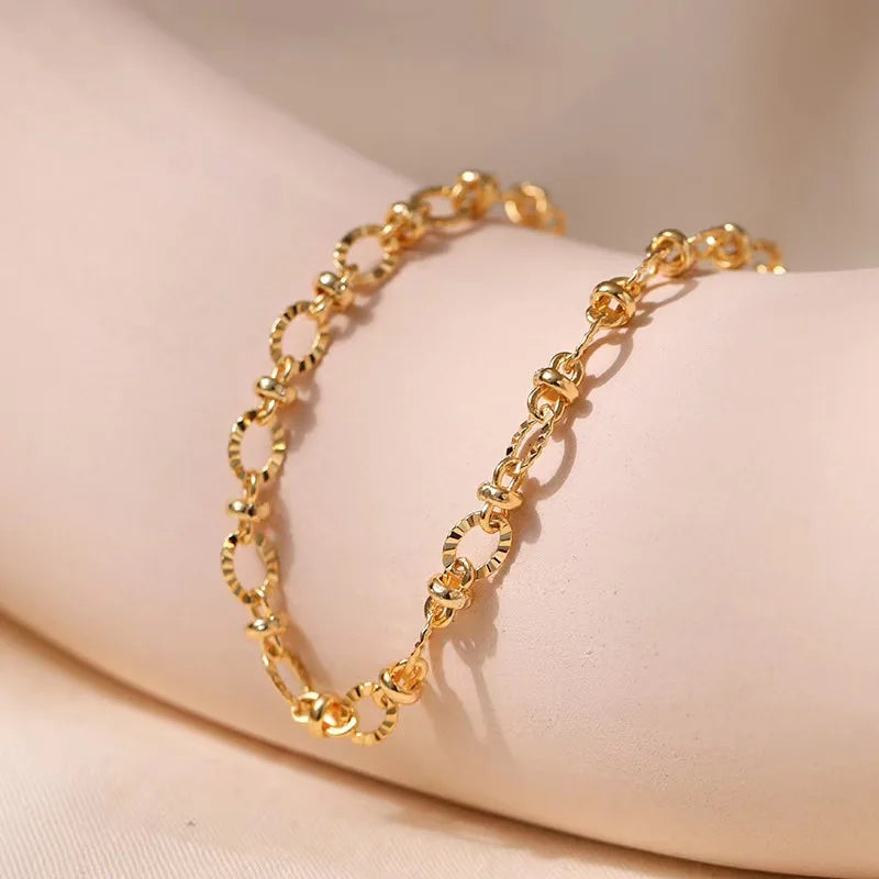 New charms 18k Gold Filled exquisite Chain Bracelets for Women fashion Wedding Party Gifts Street Versatile jewelry 18+4cm