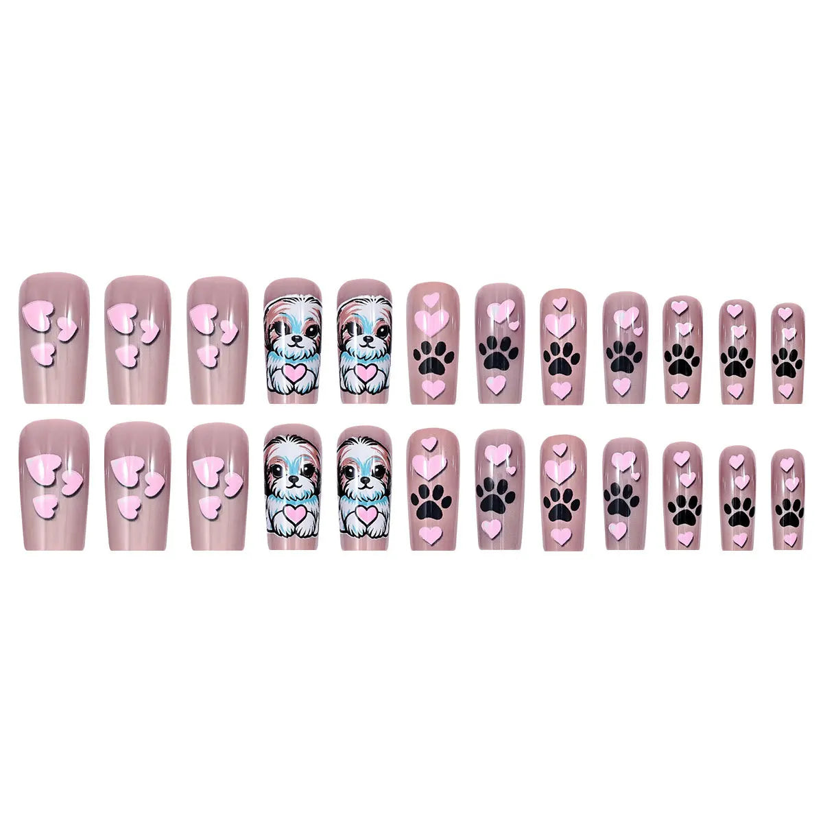 Cute Press on Nails Press ons Cute Press on Nails Set Cute Medium Press on Nails Dog Design Press on Nails Stickers False Nails