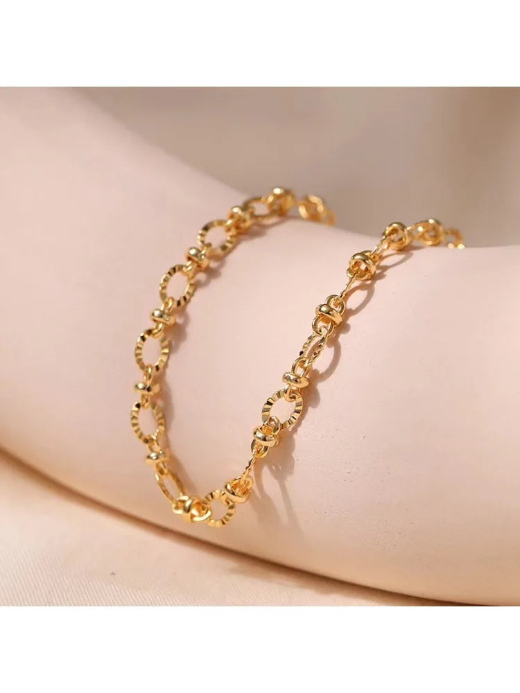 New charms 18k Gold Filled exquisite Chain Bracelets for Women fashion Wedding Party Gifts Street Versatile jewelry 18+4cm
