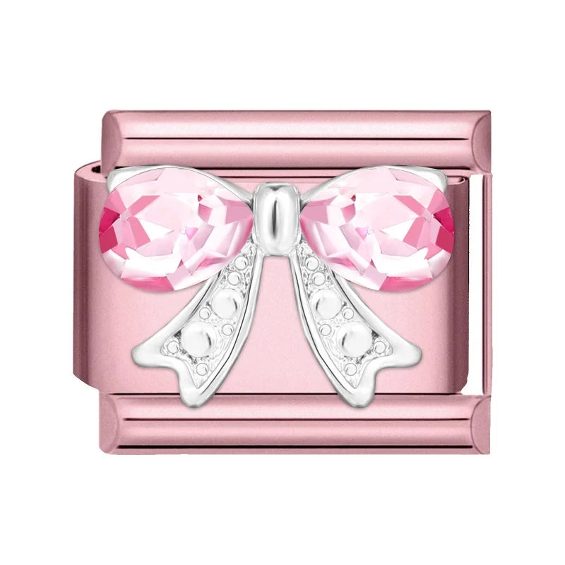 Fashion 2026 Sweet Pink Star Loveheart Pendant Italian Charm Link Fit 9mm Stainless Steel Bracelet Women DIY Making Jewelry Gift
