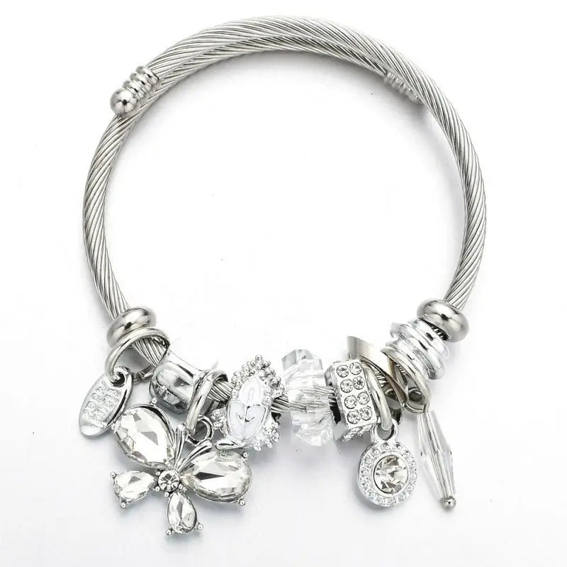 Charm Bracelets for Teen Girls Exquisite Cute Cartoon Friendship Bracelet Stainless Steel Bangle Birthday Gift Little Girls Kids