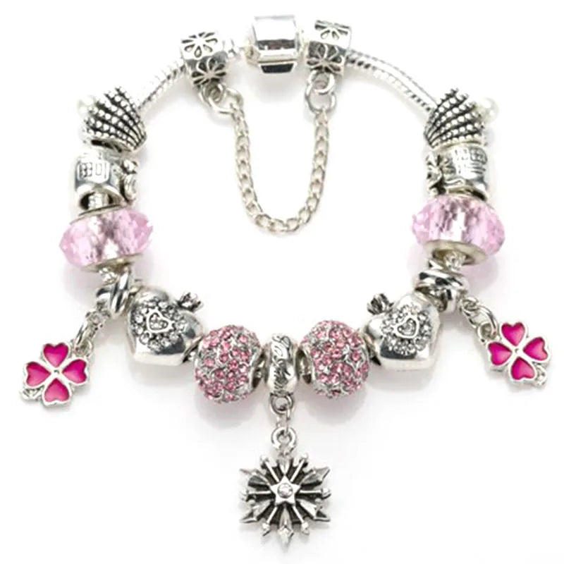 Romantic First My Mother Charm Bracelet For Women With Crystal DIY Beads Pendants Bracelets Fashion Jewelry Gift Dropshipping