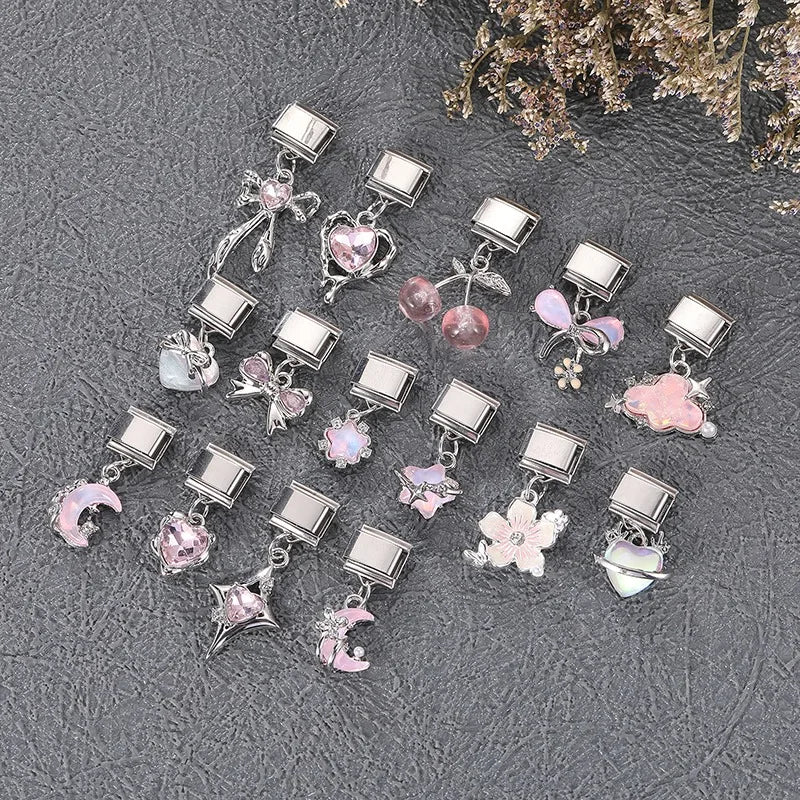 Fashion Starfish Shell Whale Pendant Series  Women Men Charm Link Fit 9mm Stainless Steel Italian Bracelet Making DIY Jewelrys