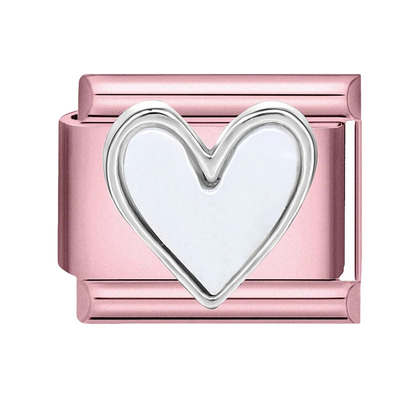 Fashion 2026 Sweet Pink Star Loveheart Pendant Italian Charm Link Fit 9mm Stainless Steel Bracelet Women DIY Making Jewelry Gift
