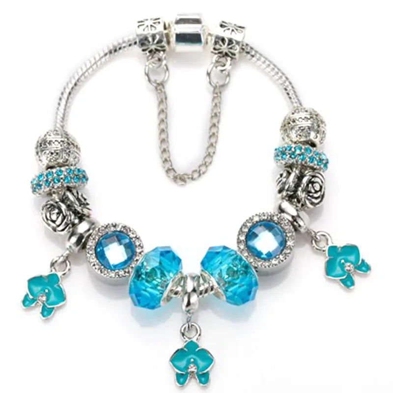 Romantic First My Mother Charm Bracelet For Women With Crystal DIY Beads Pendants Bracelets Fashion Jewelry Gift Dropshipping