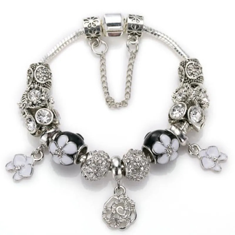 Romantic First My Mother Charm Bracelet For Women With Crystal DIY Beads Pendants Bracelets Fashion Jewelry Gift Dropshipping