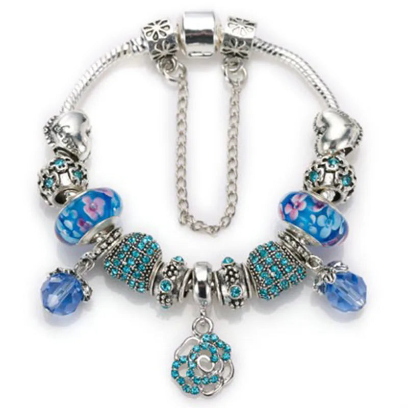 Romantic First My Mother Charm Bracelet For Women With Crystal DIY Beads Pendants Bracelets Fashion Jewelry Gift Dropshipping