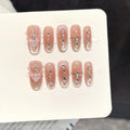 10PCS Oval Handmade Press On Nails,Fresh And Gentle Style,Suitable For Festivals Parties And Daily Wear.