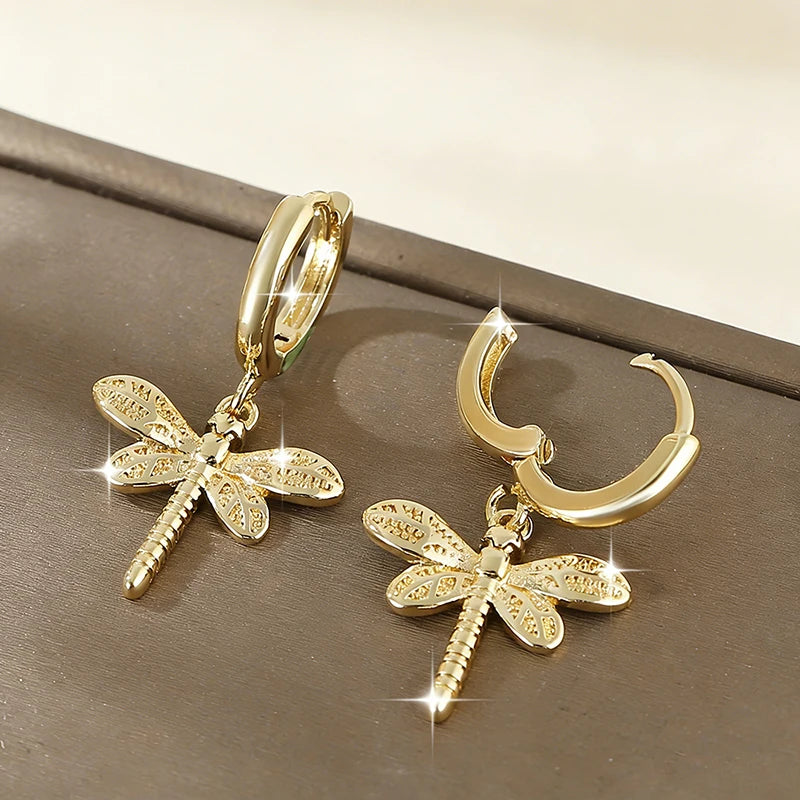 Huitan Cute Dragonfly Dangle Earrings for Women Minimalist Animal Drop Earrings Daily Party Statement Jewelry Gift Drop Shipping