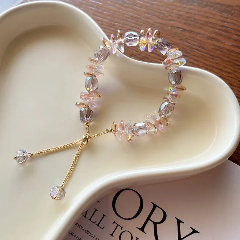 Charming Crystal Bracelet for Women with Adjustable Pull Design Colorful Bead Fashion Jewelry Stylish and Shiny Hand Accessories