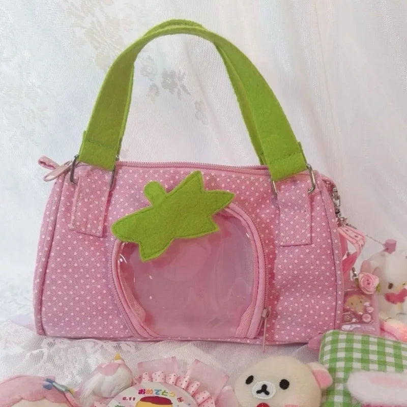 Patchwork Dots All Match Kawaii Women's Handbags Casual Transparent Ita Bags Y2k Aesthetic Fashion Cute Shoulder Underarm Bag