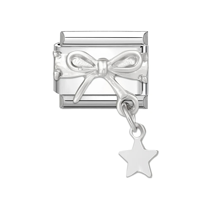 Fashion 2026 Sweet Pink Star Loveheart Pendant Italian Charm Link Fit 9mm Stainless Steel Bracelet Women DIY Making Jewelry Gift
