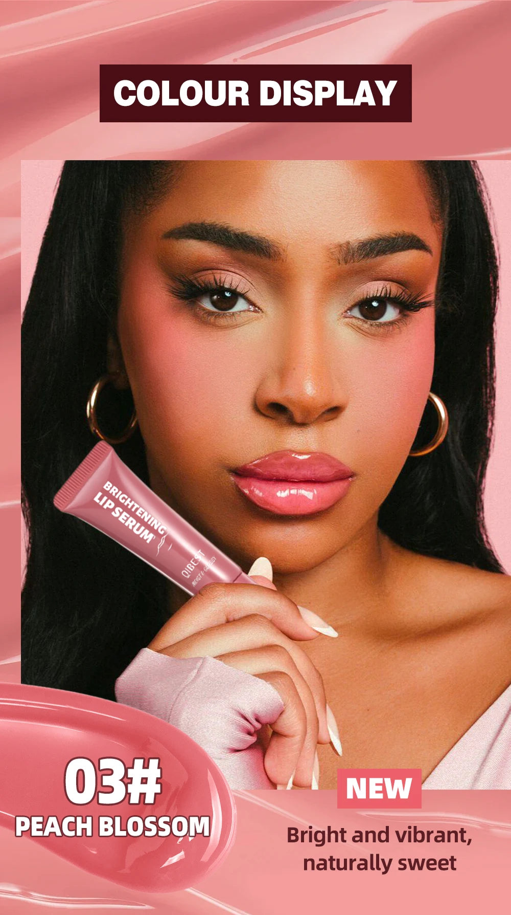 QIBEST Mirror Watery Crystal Jelly Lipgloss Tint Long Lasting Moisturizing Lipstick Shiny Glitter Lip Glaze Nourishing Makeup