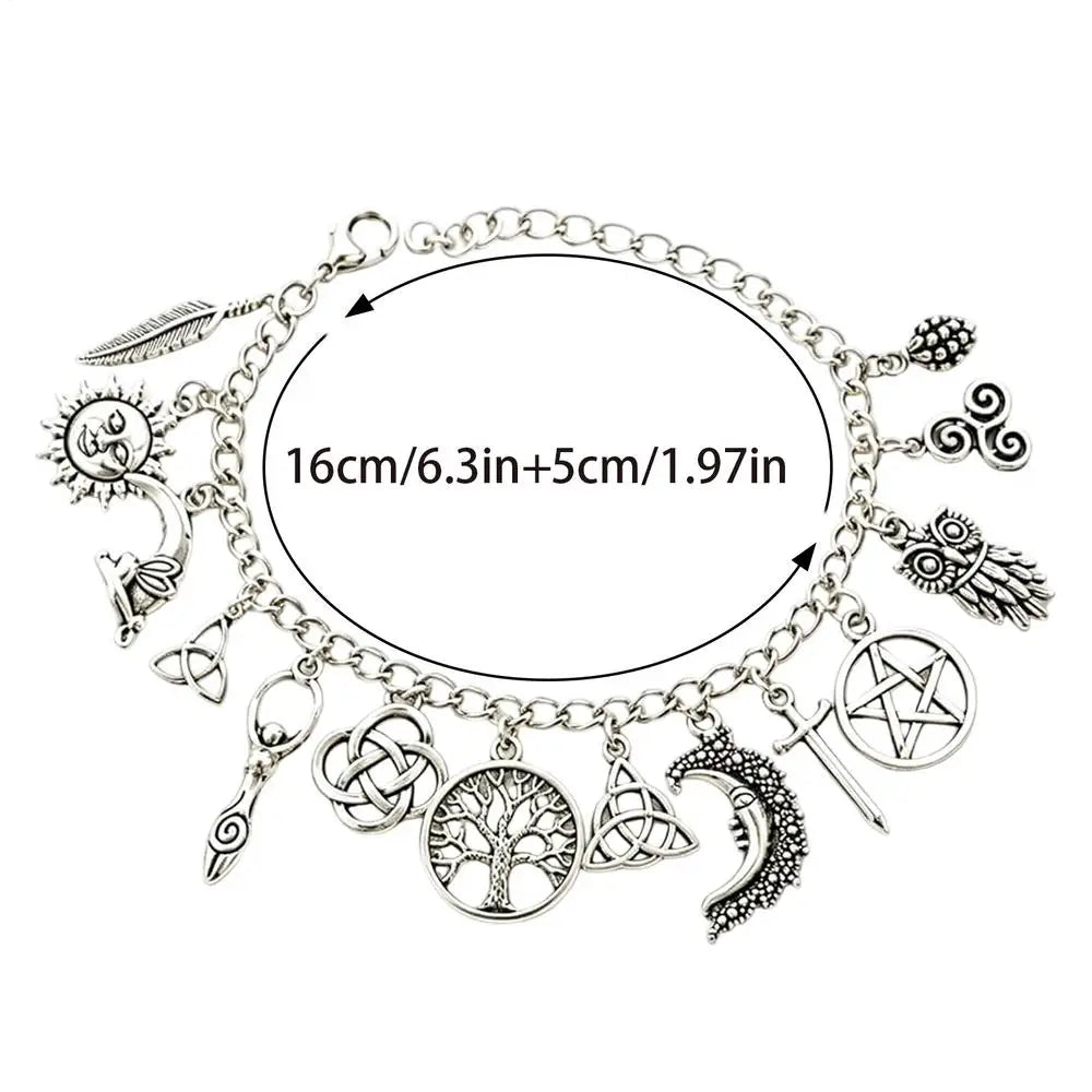 Women's Charm Bracelets Lightweight Adjustable Ziny Alloy Gothic Vintage Witchy Charm Bracelet for Dating Prom Ceremony